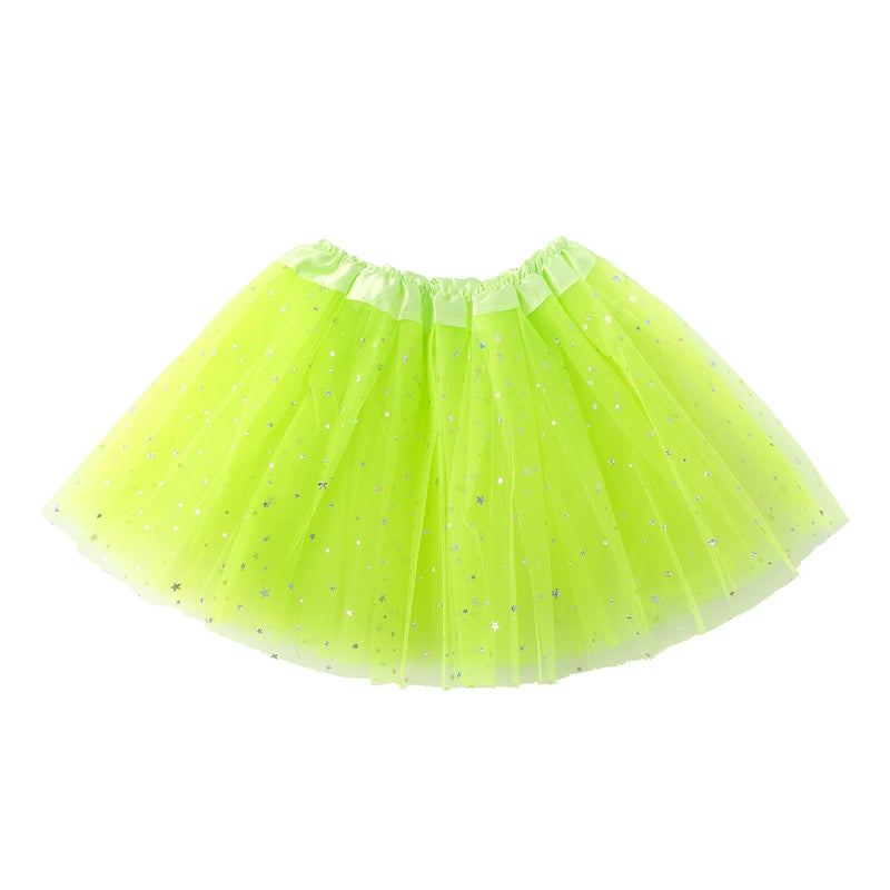 JastoreÂ® Girls Layered Stars Sequins Tutu Skirt Princess Ballet Dance Dress (Light Green) - Image 3